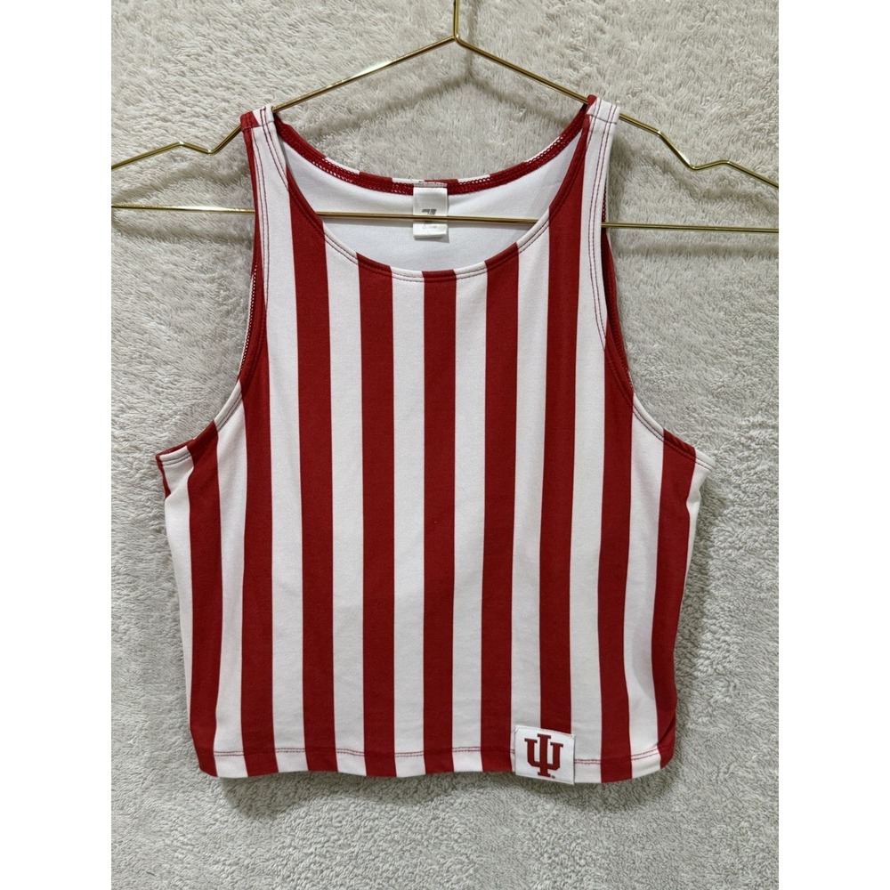 ZooZatz Candy Stripe Crop Tank Top Women Small IU Indiana University Hoosiers